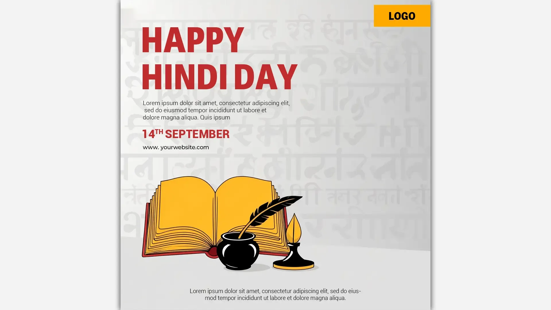 Cultural Hindi Day Instagram Post Template Featuring Traditional Symbols image